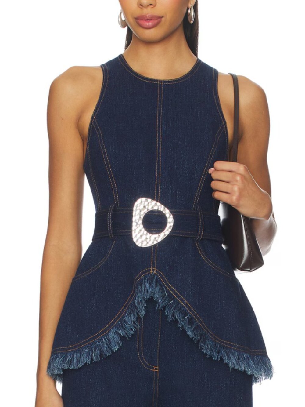 Alexis Reed Fitted Sleeveless Denim Top - Sz S